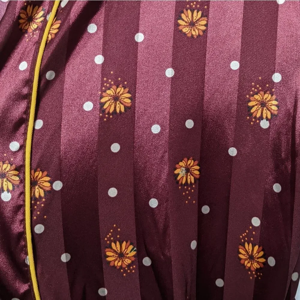 NWT FREE PEOPLE Pajama Party Robe Wine Combo L